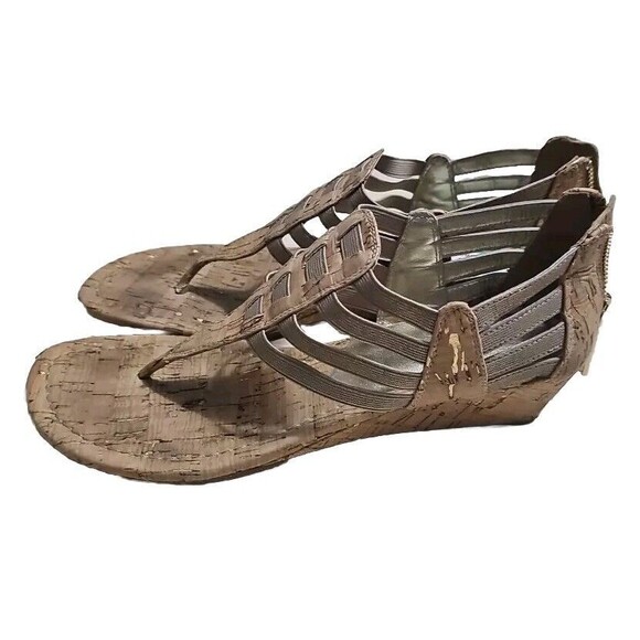 Donald‎ Pliner Gladiator Sandals Women 7.5 M Deena Tan Cork Back Zipper U18 - Picture 1 of 8